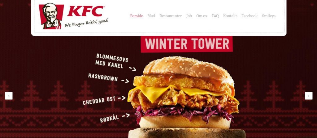 Danish website of KFC